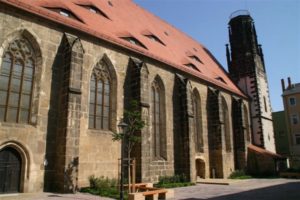 Klosterkirche St. Heinrich Pirna außen vom Zollhof aus gesehen